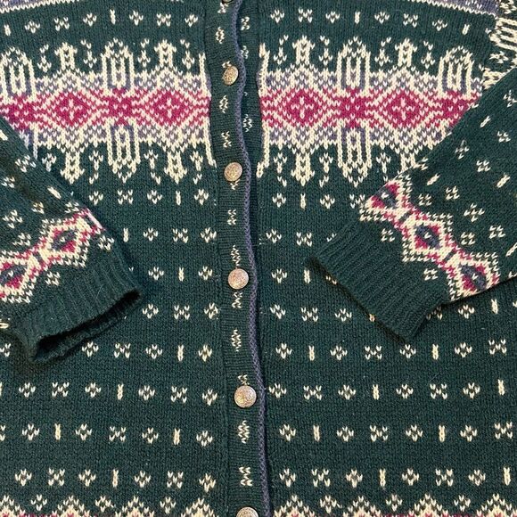 Vintage L.L. Bean Fair Isle Button Front Sweater - Picture 2 of 4